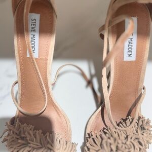 Steve Madden Nude Fringe Strap Heels
